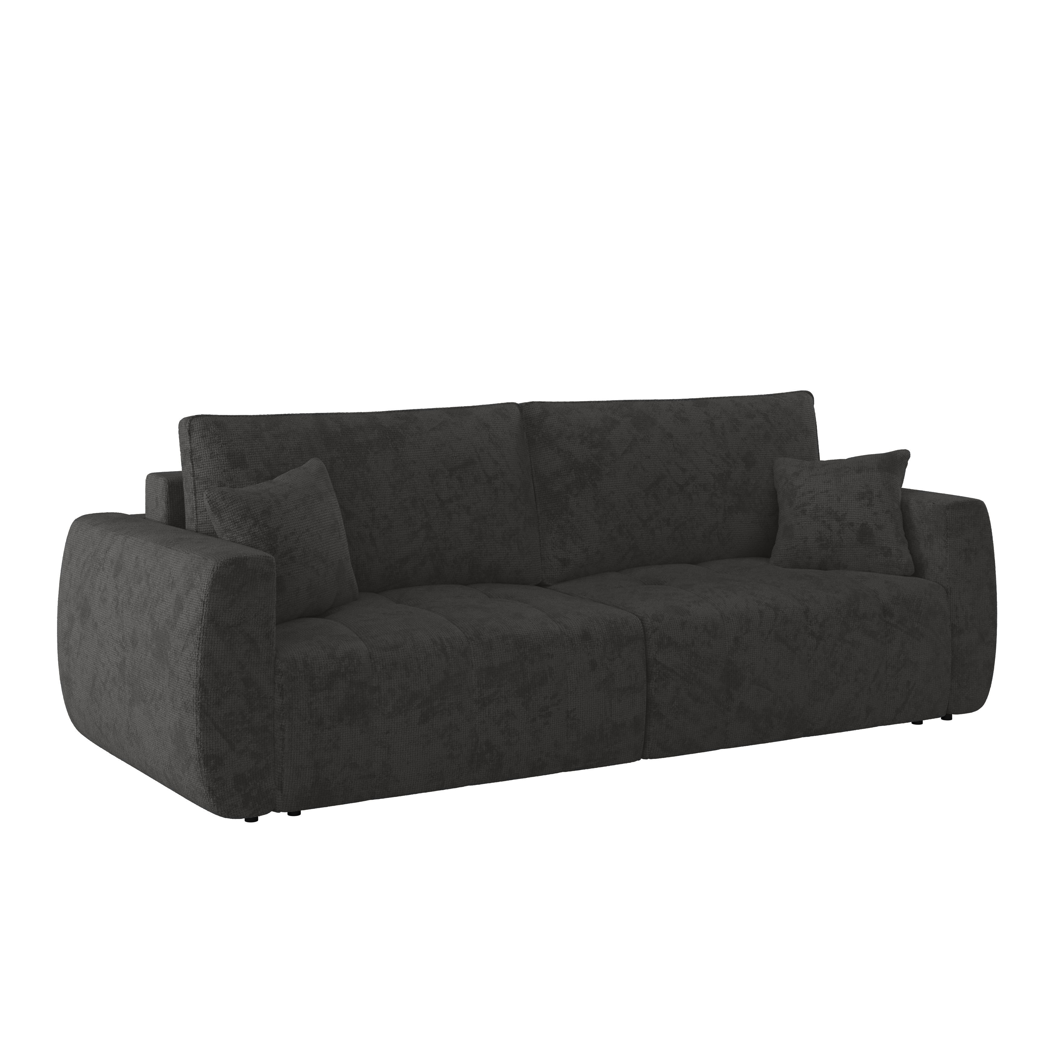 Schlafsofa Bali - Schwarz/Graphitfarben, MODERN, Holz/Textil (245/74-90/104cm) - Luca Bessoni