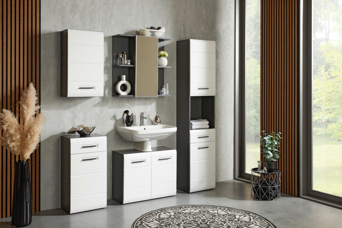 Pearl New Snol 111 Mosdó Alatti Szekrény - antracit/fehér, Konventionell, faalapú anyag (70/55,5/29,6cm)