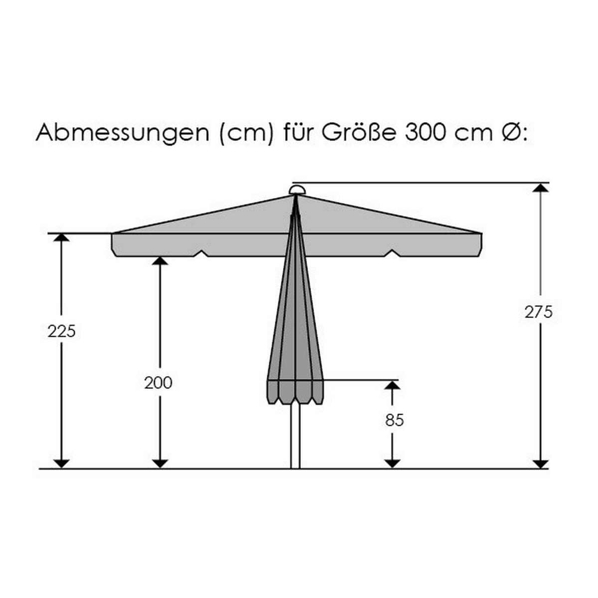 Sonnenschirm Jumbo D: 300cm Weiß - Silberfarben/Weiß, Basics, Textil/Metall (300cm) - Schneider