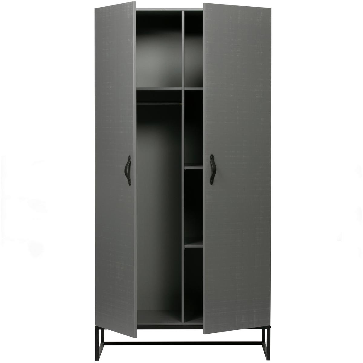 Drehtürenschrank Morris, Grau/schwarz B: 100 Cm - Grau, Design, Holz (100/195/53cm) - Livetastic