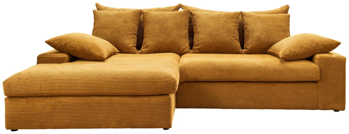 Ecksofa Avellino Goldfarben S: 200/278 cm - Goldfarben/Schwarz, MODERN, Textil (200/278cm) - Livetastic