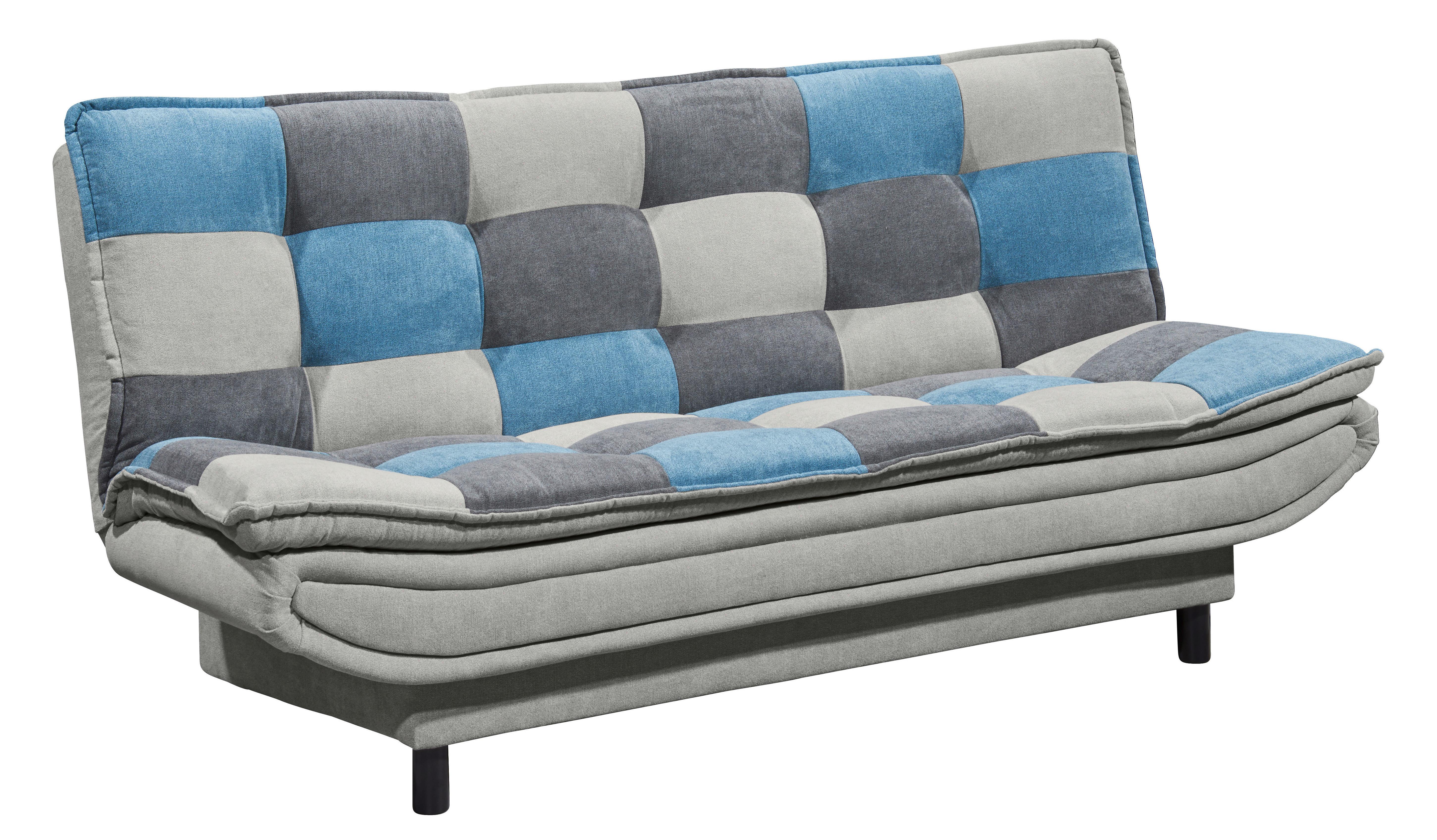 Schlafsofa mit Bettkasten Patch, Mischgewebe - Blau/Schlammfarben, Basics, Holzwerkstoff/Textil (188/90/89cm) - MID.YOU