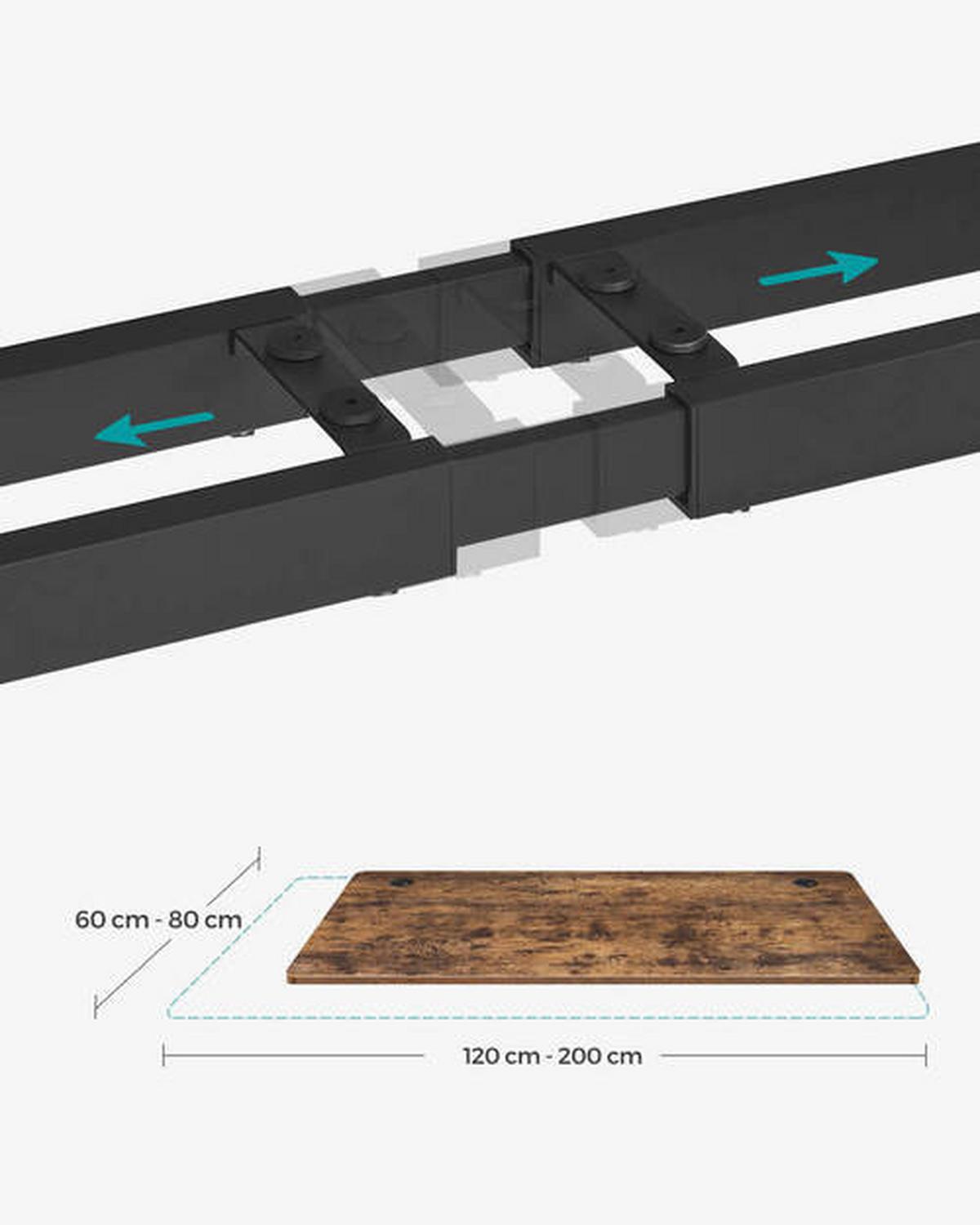 Schreibtischbeine Schwarz B:107,5-175 cm, H: 69-115 cm - Schwarz, Basics, Metall (107,5-175/69-115/60cm) - Boxxx