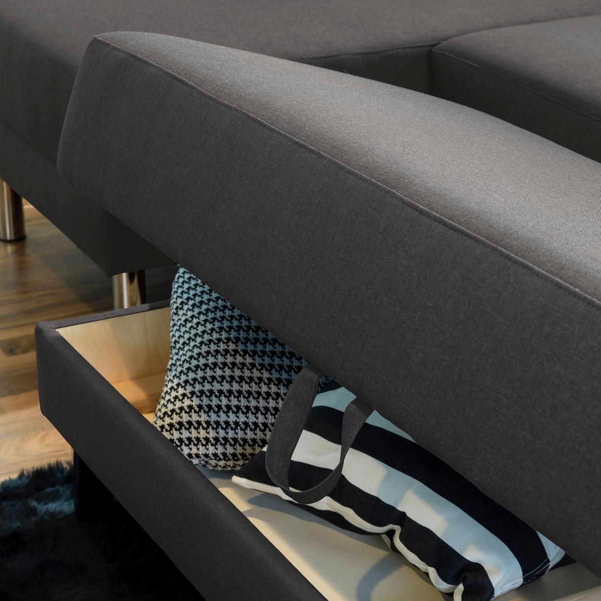 Ecksofa mit Schlaffunktion Just Fashion Anthrazit - Chromfarben/Anthrazit, KONVENTIONELL, Textil (152/230cm) - Max Winzer