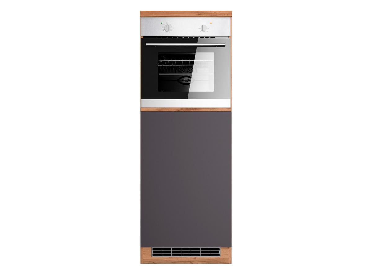 Herdumbauschrank Turin 60cm Grau/Eiche Dekor+arbeitsplatte - Eiche Wotan/Grau, Design, Holzwerkstoff (60/166/60cm) - Held