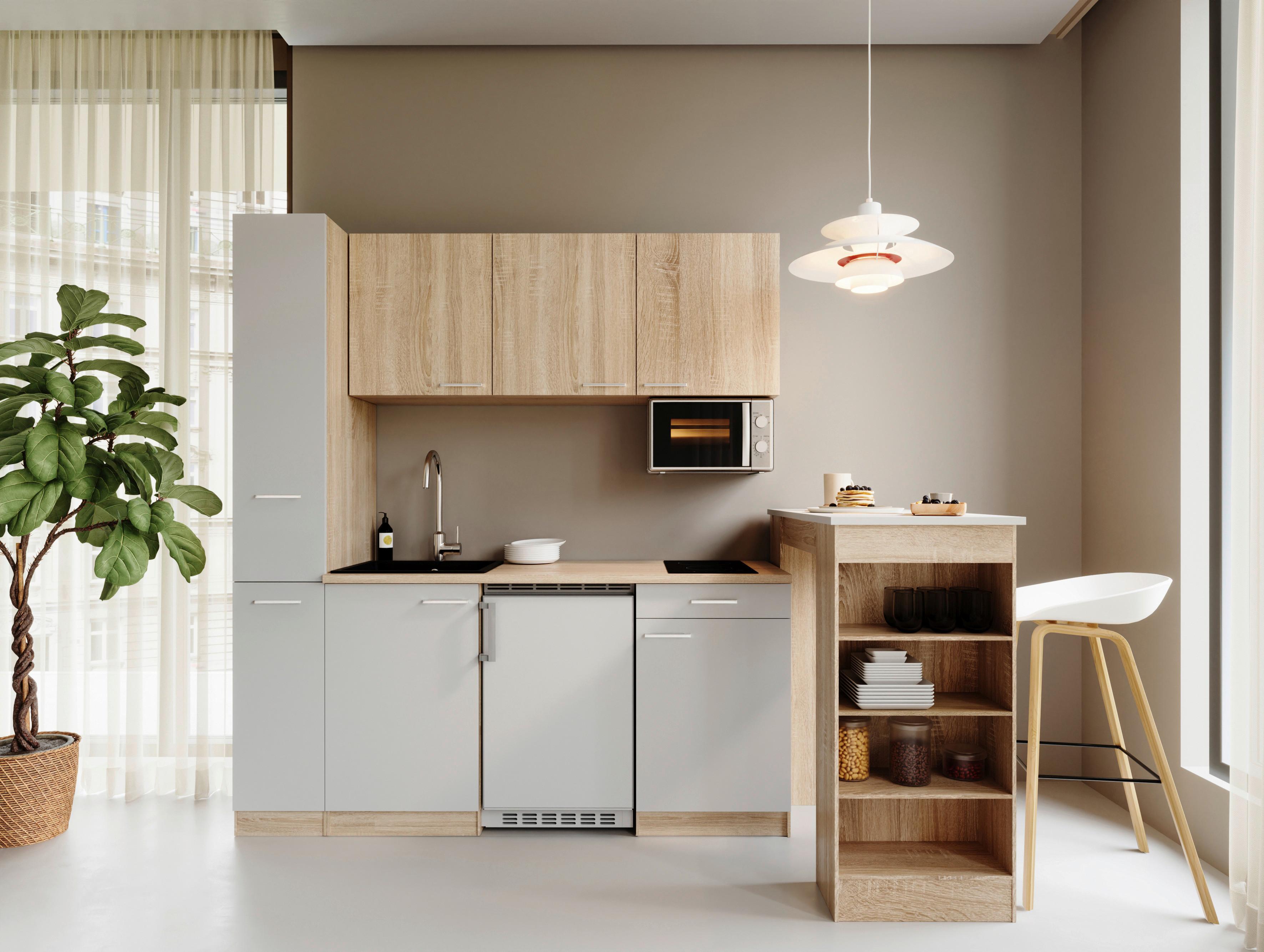 Küchenblock Ingrid Weiß/Eichefarben B: 180cm - Eichefarben/Weiß, Design, Holzwerkstoff (180cm) - Respekta