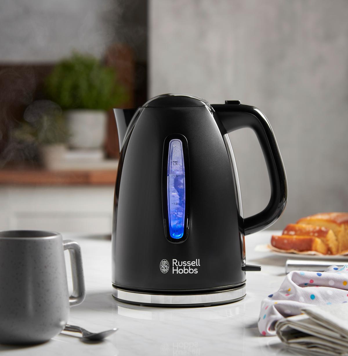Wasserkocher Textures Plus 2,4 Kw - Schwarz, Basics, Kunststoff (16,0/23,8/20,8cm) - Russell Hobbs