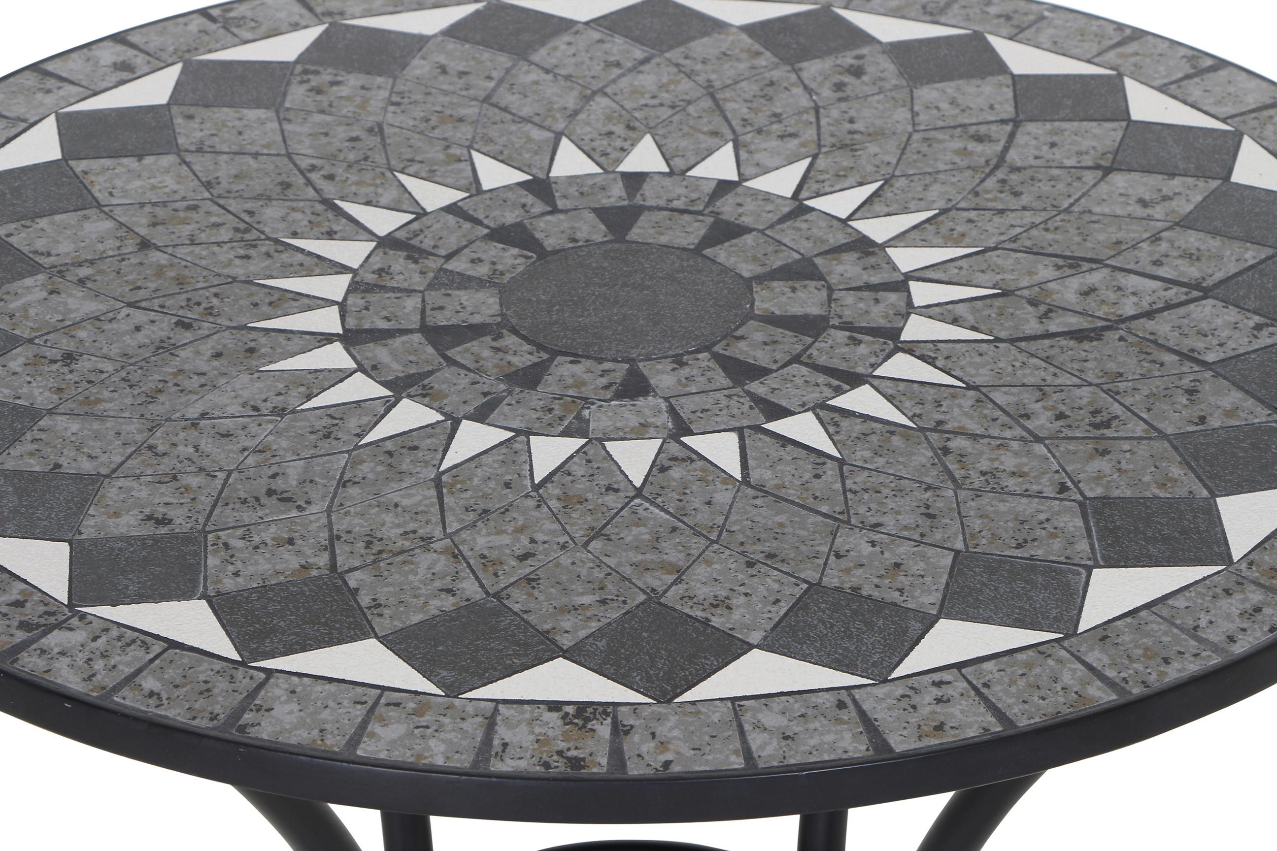 Gartentisch Como Metall/Keramik ⌀ 60 cm - Schwarz, KONVENTIONELL, Keramik/Metall (60/60/71cm) - Siena Garden