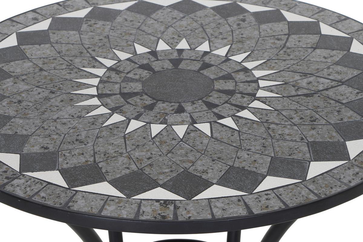 Gartentisch Como Metall/Keramik ⌀ 60 cm - Schwarz, KONVENTIONELL, Keramik/Metall (60/60/71cm) - Siena Garden