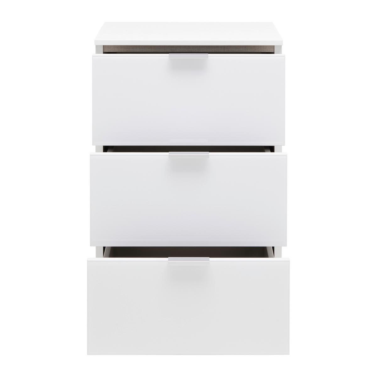 Nočný stolík FIFTY - sivá/biela, Konventionell, kov/kompozitné drevo (40/61/42cm) - Premium Living