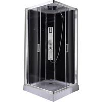 Duschkabine Design 2 Komplett-Set Eckeinstieg - Chromfarben/Schwarz, MODERN, Glas/Metall (90/90/215cm)