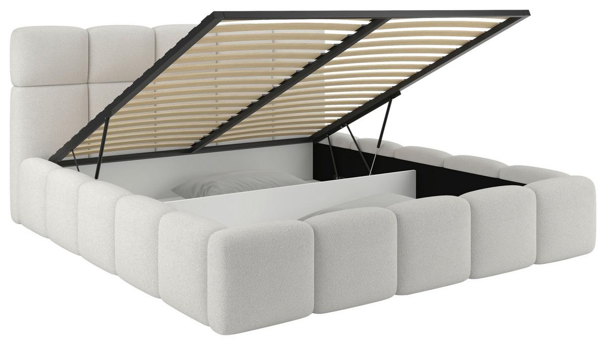 Polsterbett Cloudy M. Matratze Creme, Lf: 180x200 Cm - Creme, Trend, Holz/Holzwerkstoff (180/200cm) - Luca Bessoni
