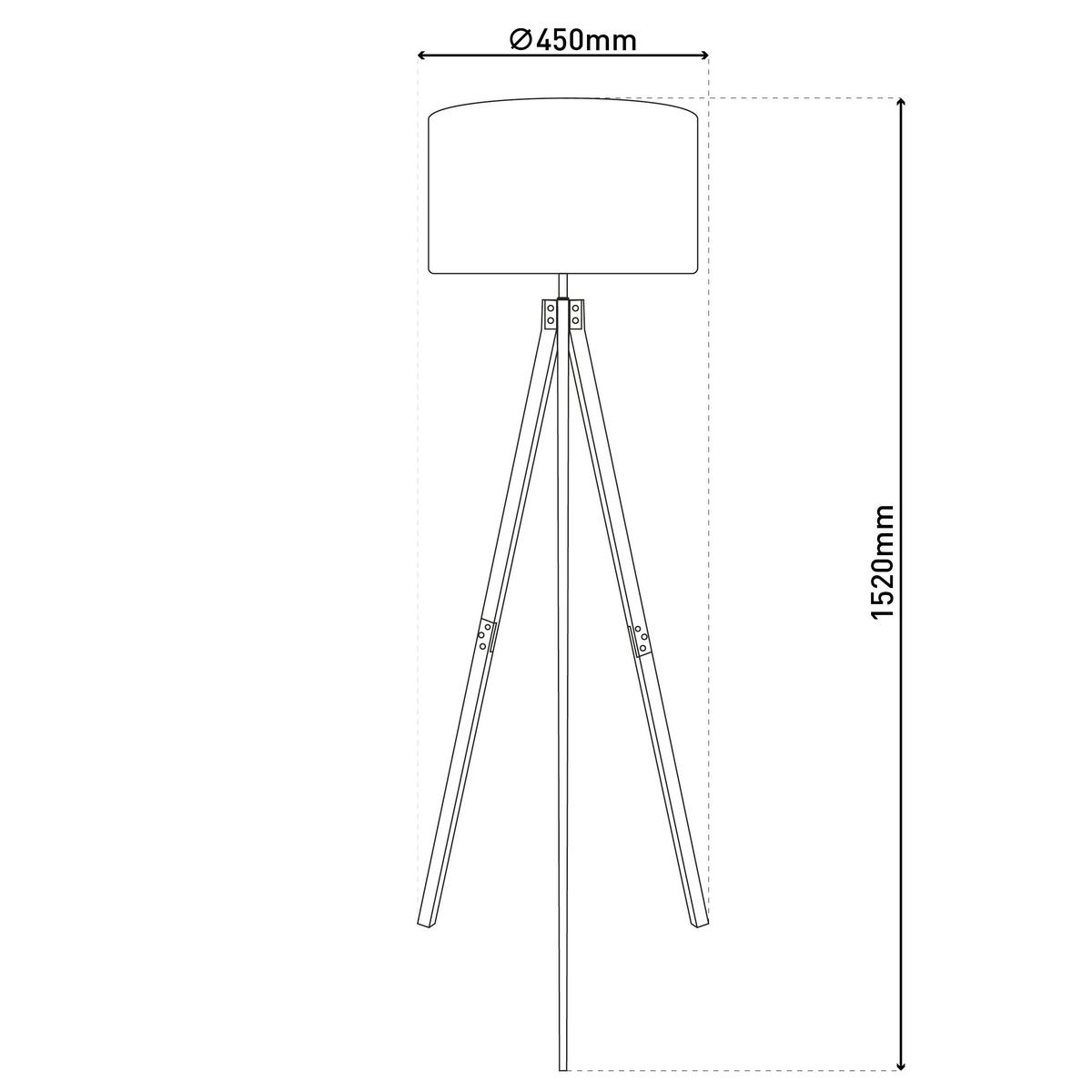 Stehleuchte Grau, Eiche - Braun/Grau, Design, Holz/Textil (61,6/152cm) - Näve