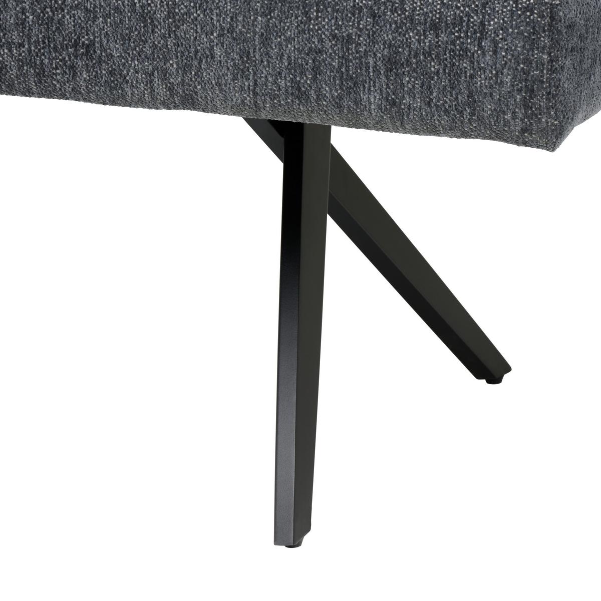 Sitzbank Chios  mit Lehne Leinenoptik Grau, B: 140 cm - Dunkelgrau/Schwarz, KONVENTIONELL, Textil/Metall (140/90/62cm) - MID.YOU