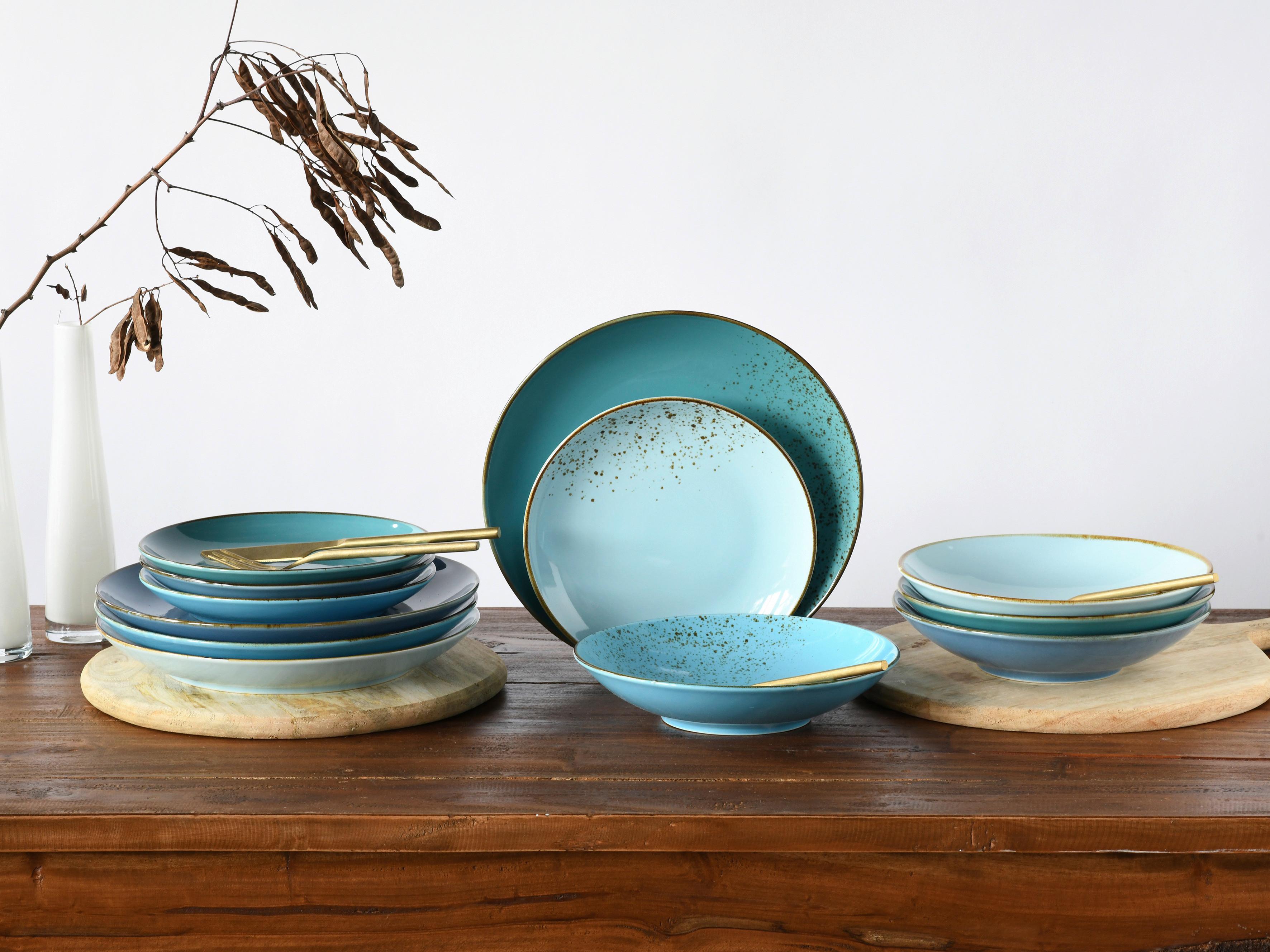Sada hlubokých talířů NATURE COLLECTION, 6-dílná - světle modrá, Trend, keramika (22cm) - Creatable