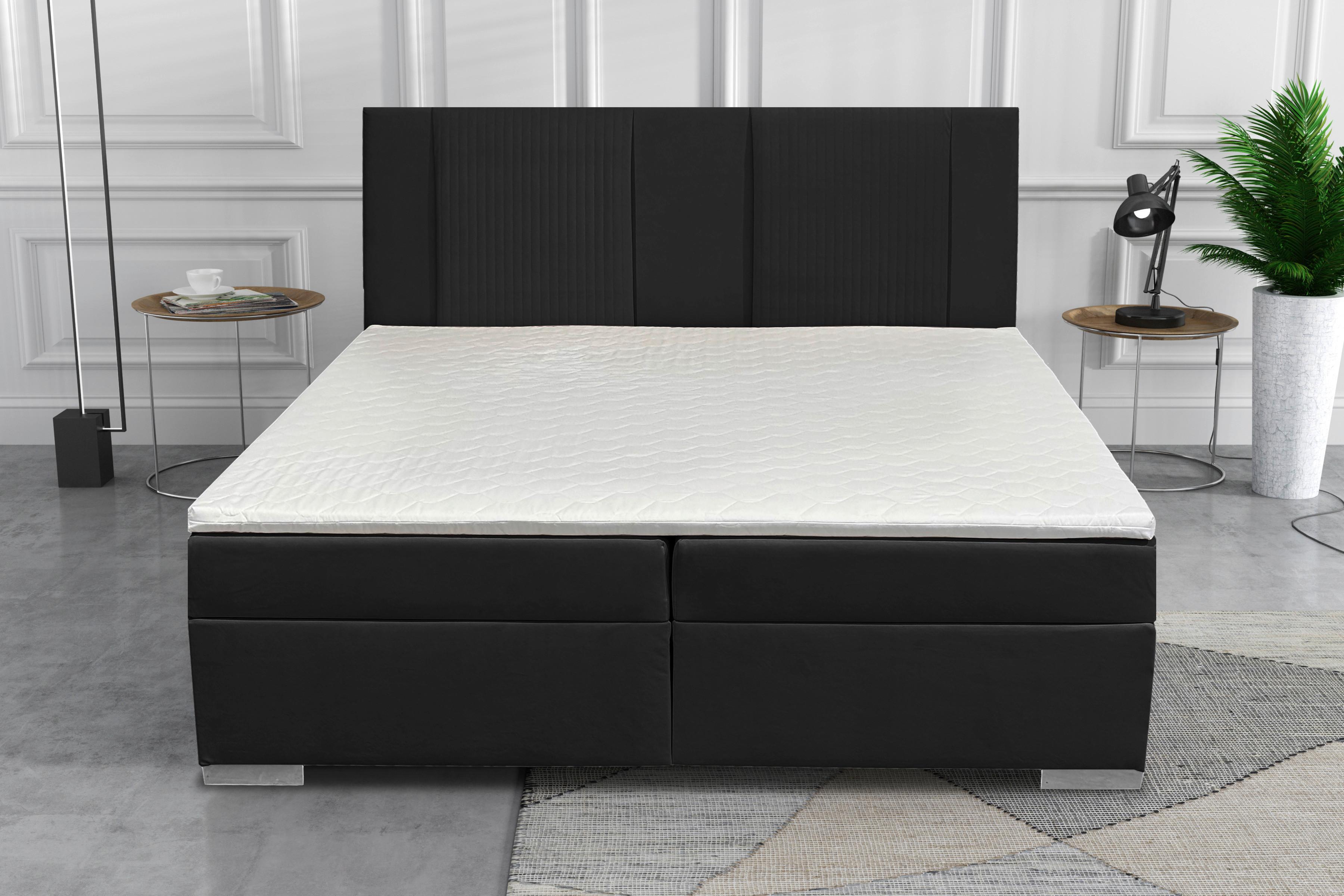 Boxbett Mit Bettkasten 180x200 Cm Dolly - Silberfarben/Schwarz, Basics, Holzwerkstoff/Textil (180/200cm) - Livetastic