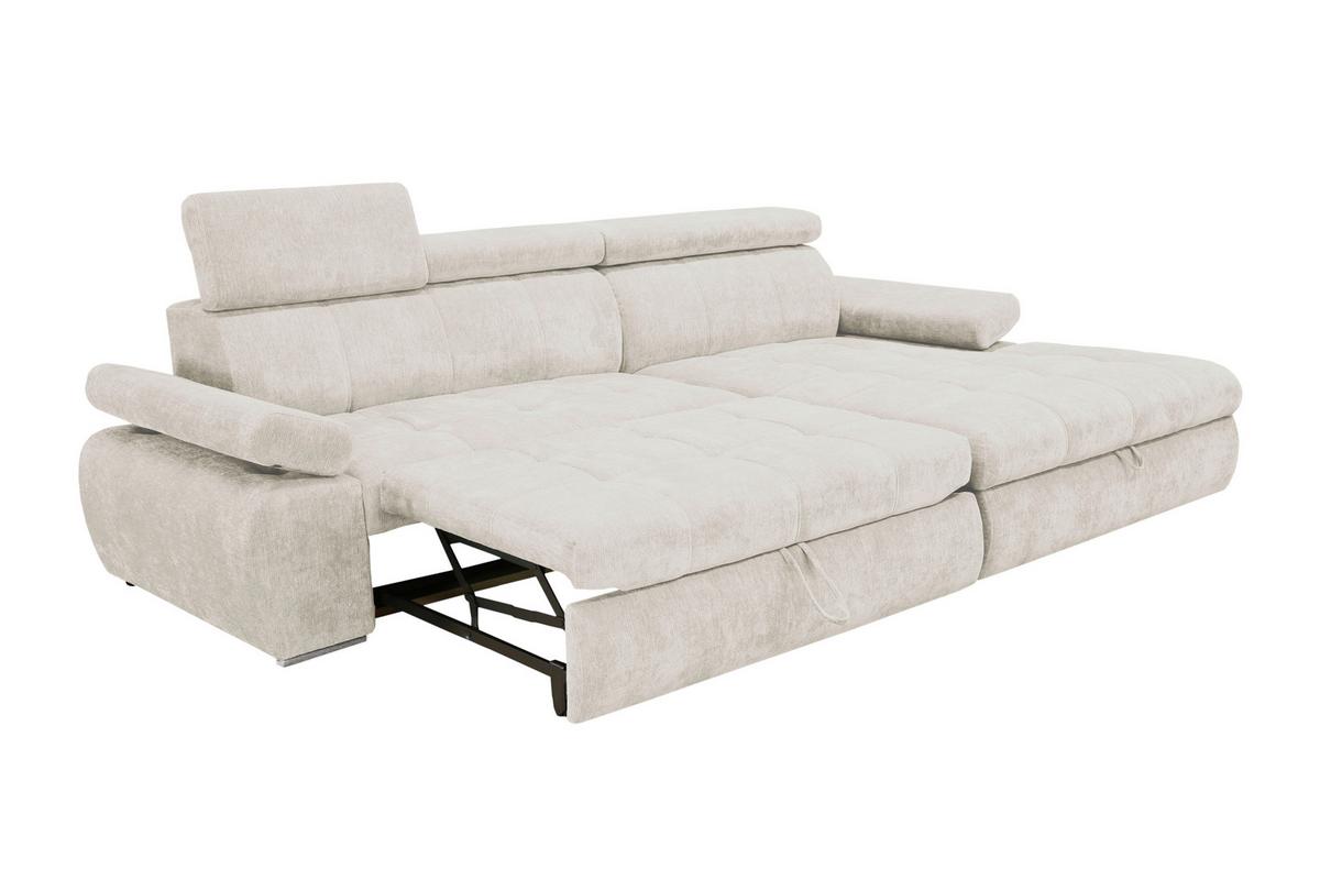 Rohová sedačka VEGAS, pravá, béžová žinylka - barvy stříbra/béžová, Design, dřevo/textil (294/173cm)