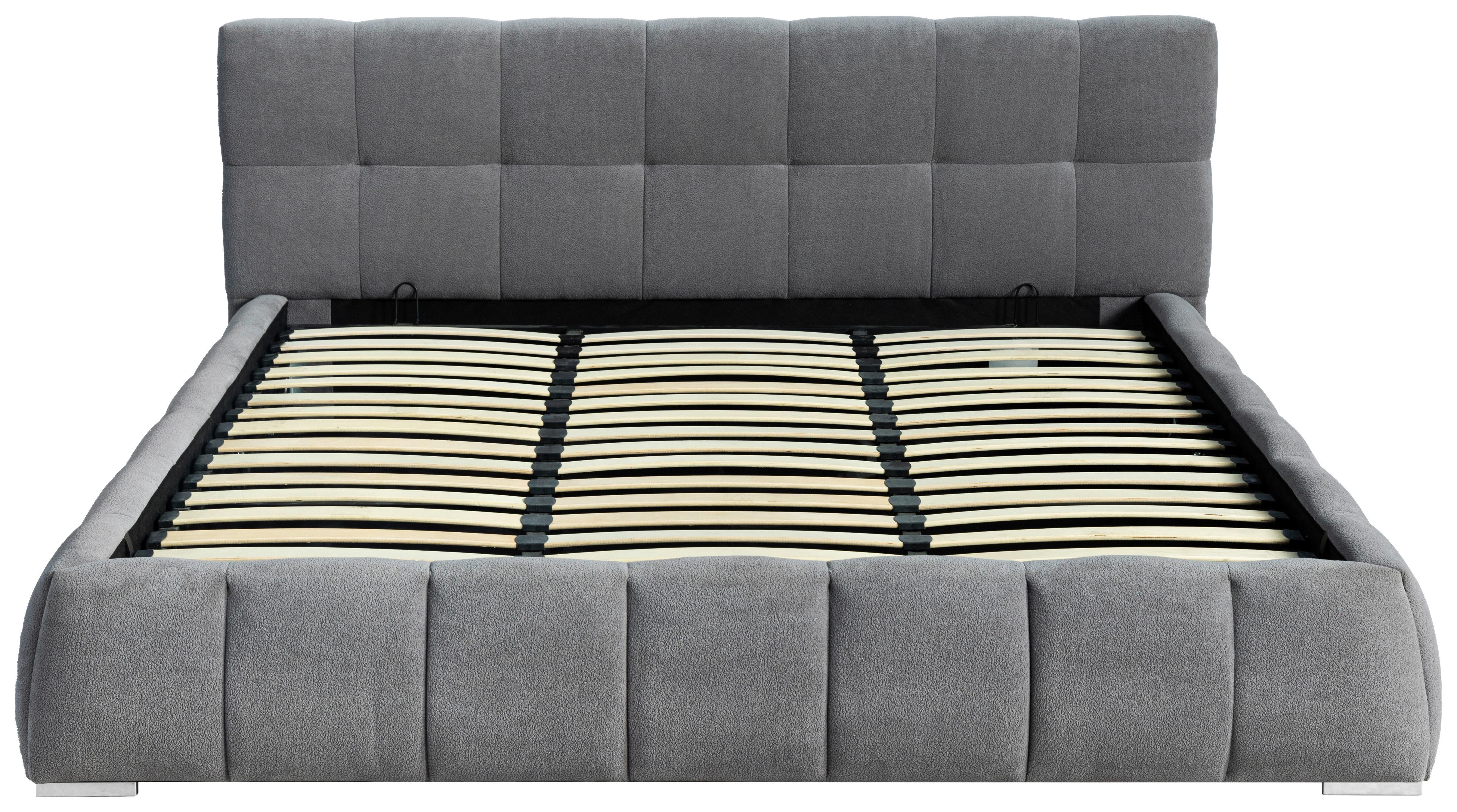 Polsterbett Natalia Grau B: 208 Cm - Schwarz/Grau, Design, Holzwerkstoff/Textil (208/90/228cm) - Livetastic