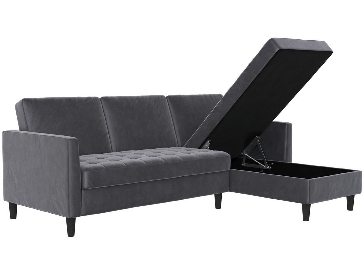 Ecksofa Palermo Anthrazit, mit Stauraum - Anthrazit/Schwarz, Basics, Textil (213/154cm) - Livetastic