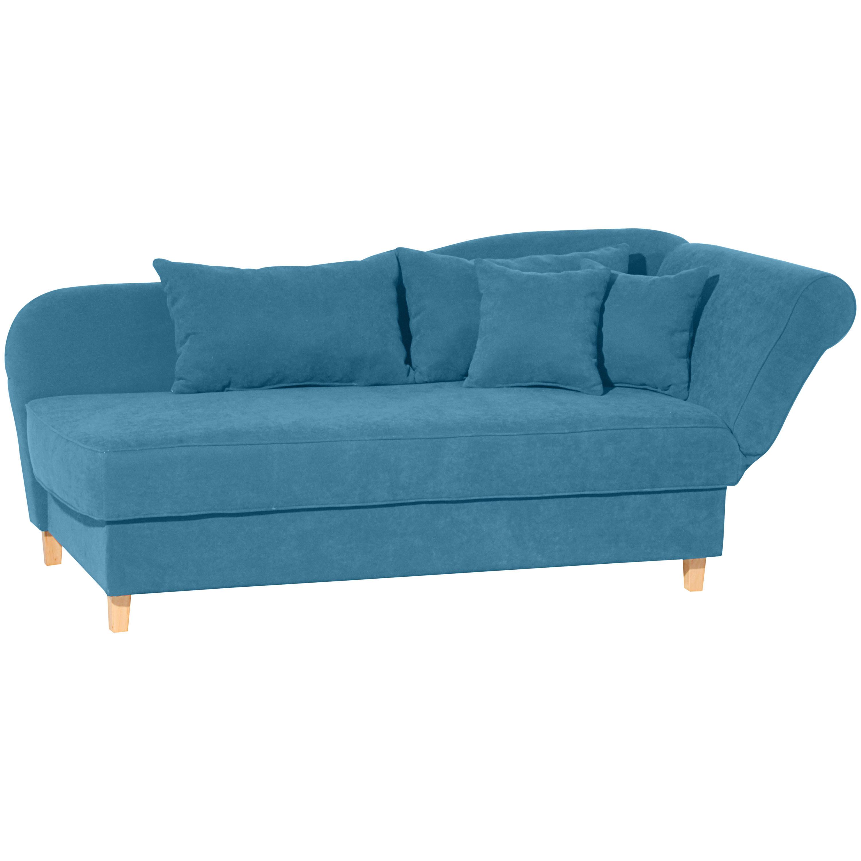 Recamiere Selma Petrol Rechts Mit Bettkasten+schlaffunktion - Buchefarben/Petrol, Design, Textil (190/88/82cm) - Max Winzer