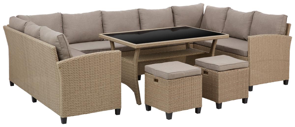 TERASOVÁ SEDACÍ SOUPRAVA PUERTO RICO -INT- - černá/hnědá, Moderní, kov/textil (175/73/67cm) - Mömax