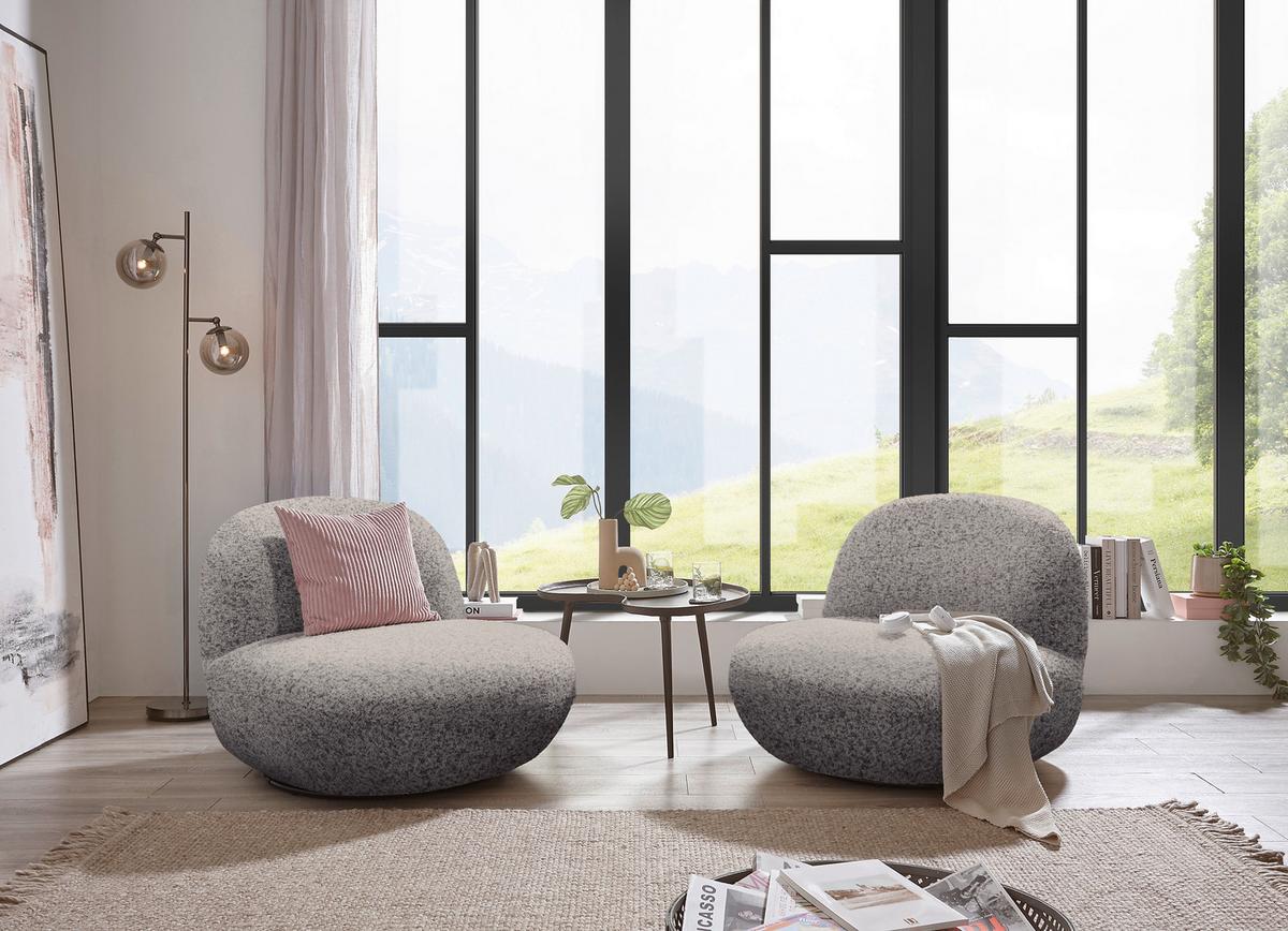 Sessel Chris Grau B: 85 cm - Schwarz/Grau, MODERN, Textil (85/70/99cm) - MID.YOU