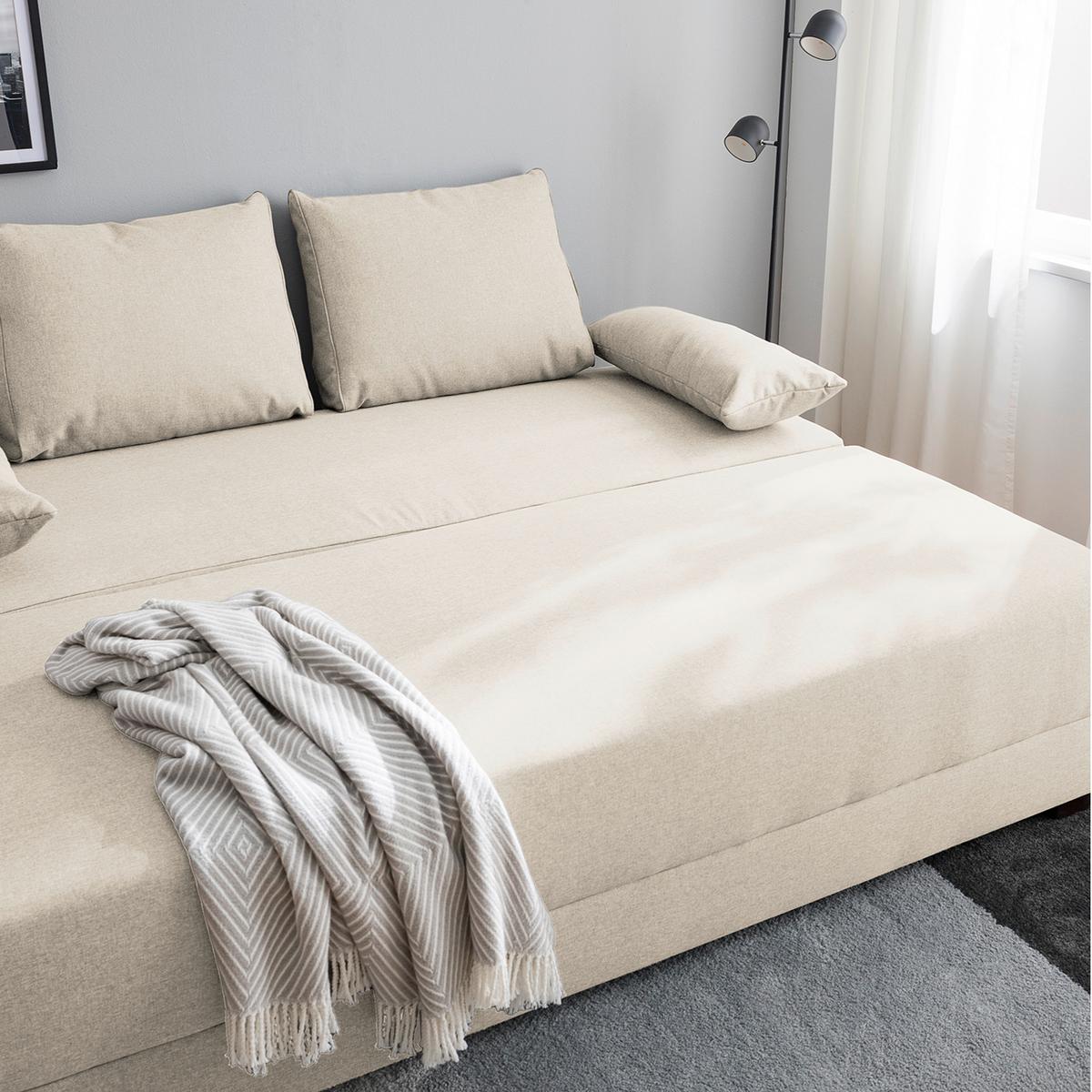 Schlafsofa Dingo, Creme B: 202 cm - Dunkelbraun/Creme, Design, Textil (202/85/110cm) - MID.YOU