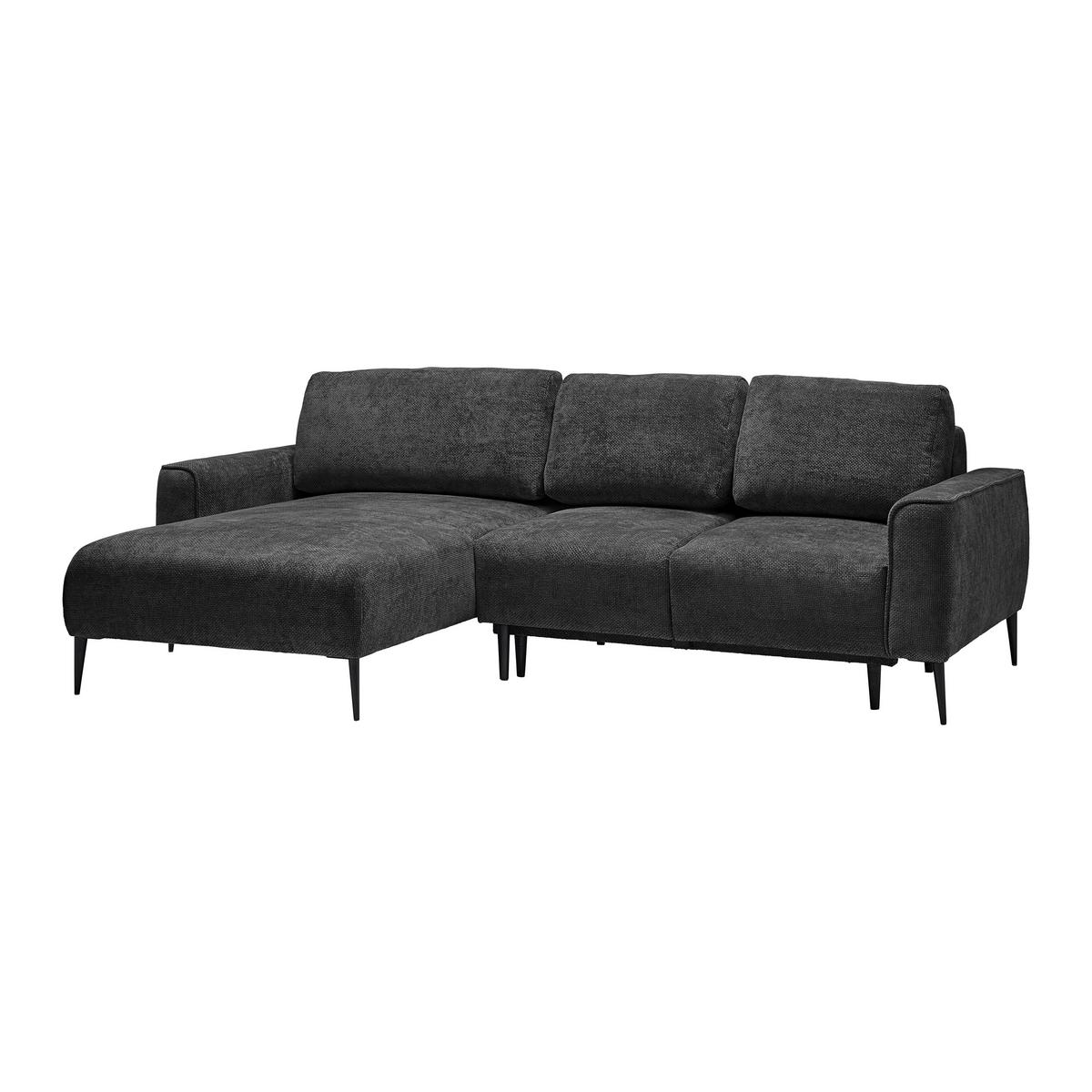 Rohová sedačka CUSTOM, ľavá, čierna ženilka - čierna, Modern, kov/textil (164/85/255cm) - Mömax