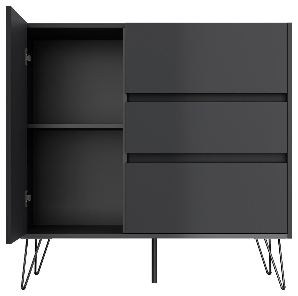 Sideboard Posseik Industrial Graphitfarben B: 99 cm - Schwarz/Graphitfarben, Design, Holzwerkstoff (99/93,6/42cm) - P & B