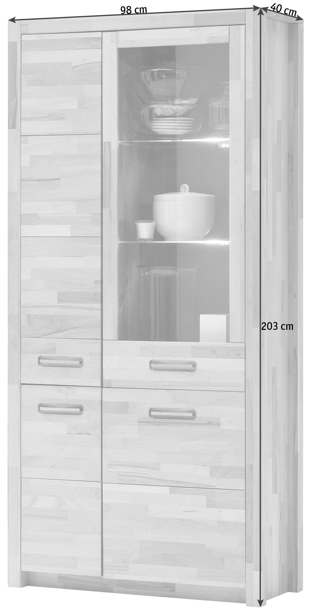 Vitrine Buchefarben, B: 98 Cm - Buchefarben, Design, Glas/Holz (98/203/40cm) - MID.YOU
