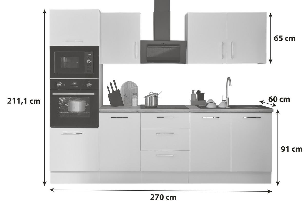 Küchenblock Turin Schwarz/Eiche Dekor B: 270 cm - Schwarz/Eiche Artisan, Basics, Holzwerkstoff (270cm) - P & B