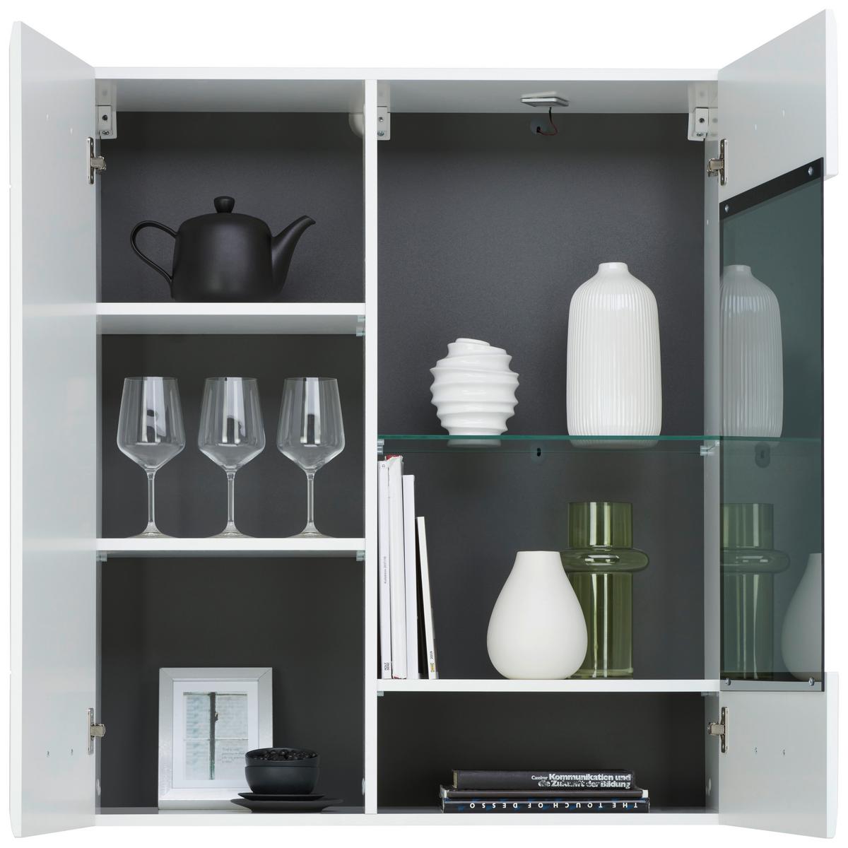 Hängevitrine Avanti Weiß, Anthrazit B: 90cm - Anthrazit/Weiß, MODERN, Glas/Holzwerkstoff (90/102/35cm) - Hom`in