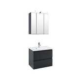 Badezimmer Cardiff B: 60 cm Hglz Grau - Graphitfarben/Weiß, Design, Holzwerkstoff/Stein (60/64/47cm)