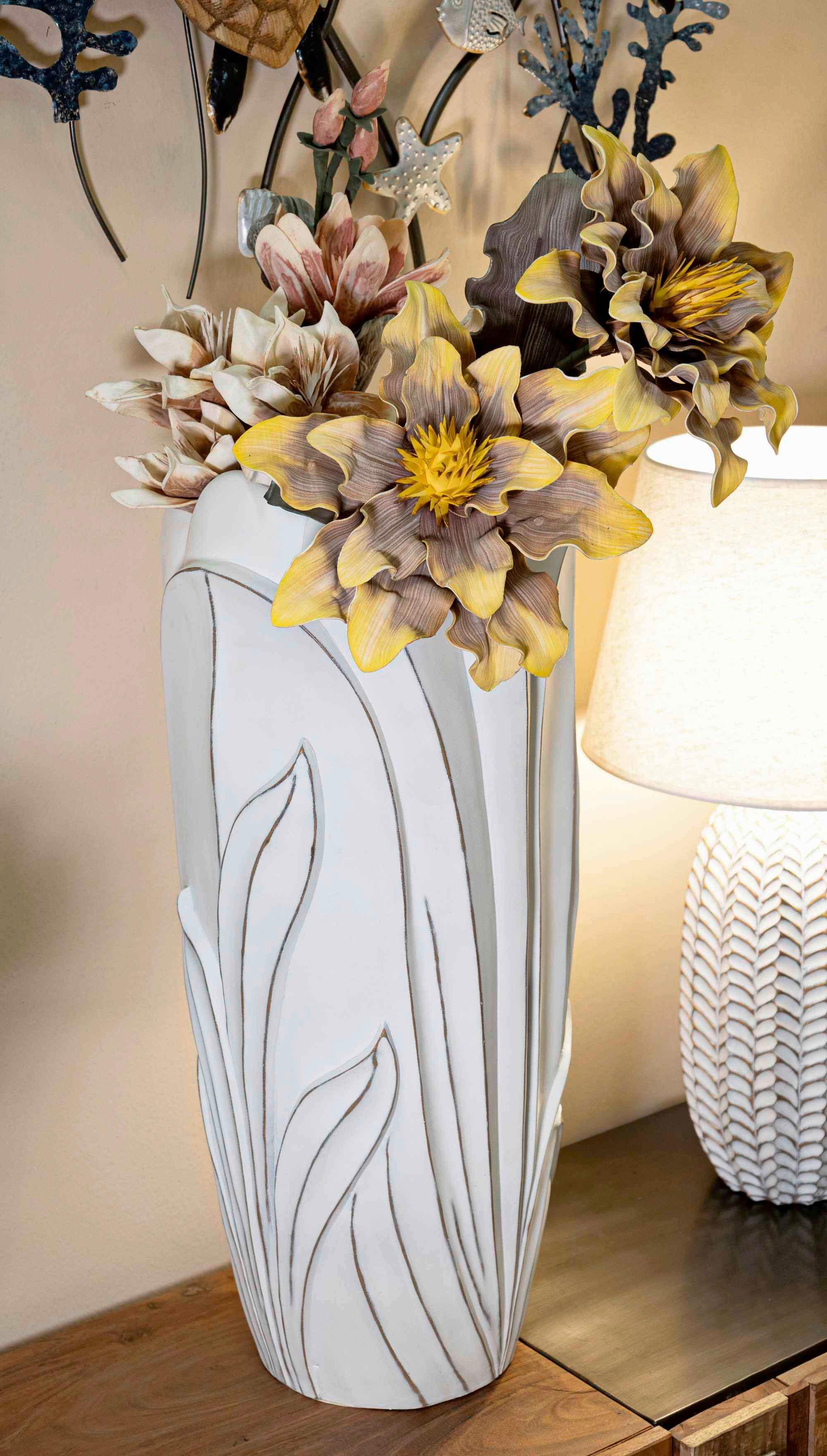 Vase Gardy Weiß B: 30,5 Cm - Weiß, Basics, Kunststoff (30,5/69/30,5cm)