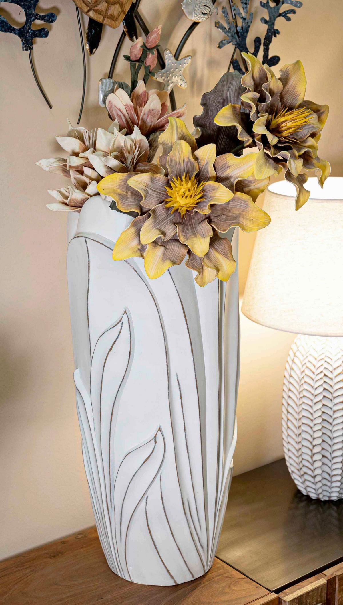 Vase Gardy Weiß B: 30,5 Cm - Weiß, Basics, Kunststoff (30,5/69/30,5cm)