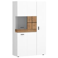 Vitrine Oreta B: 82 Cm Weiß Hochglanz/eichefarben - Eichefarben/Weiß Hochglanz, MODERN, Glas/Holzwerkstoff (82/146/36,6cm)