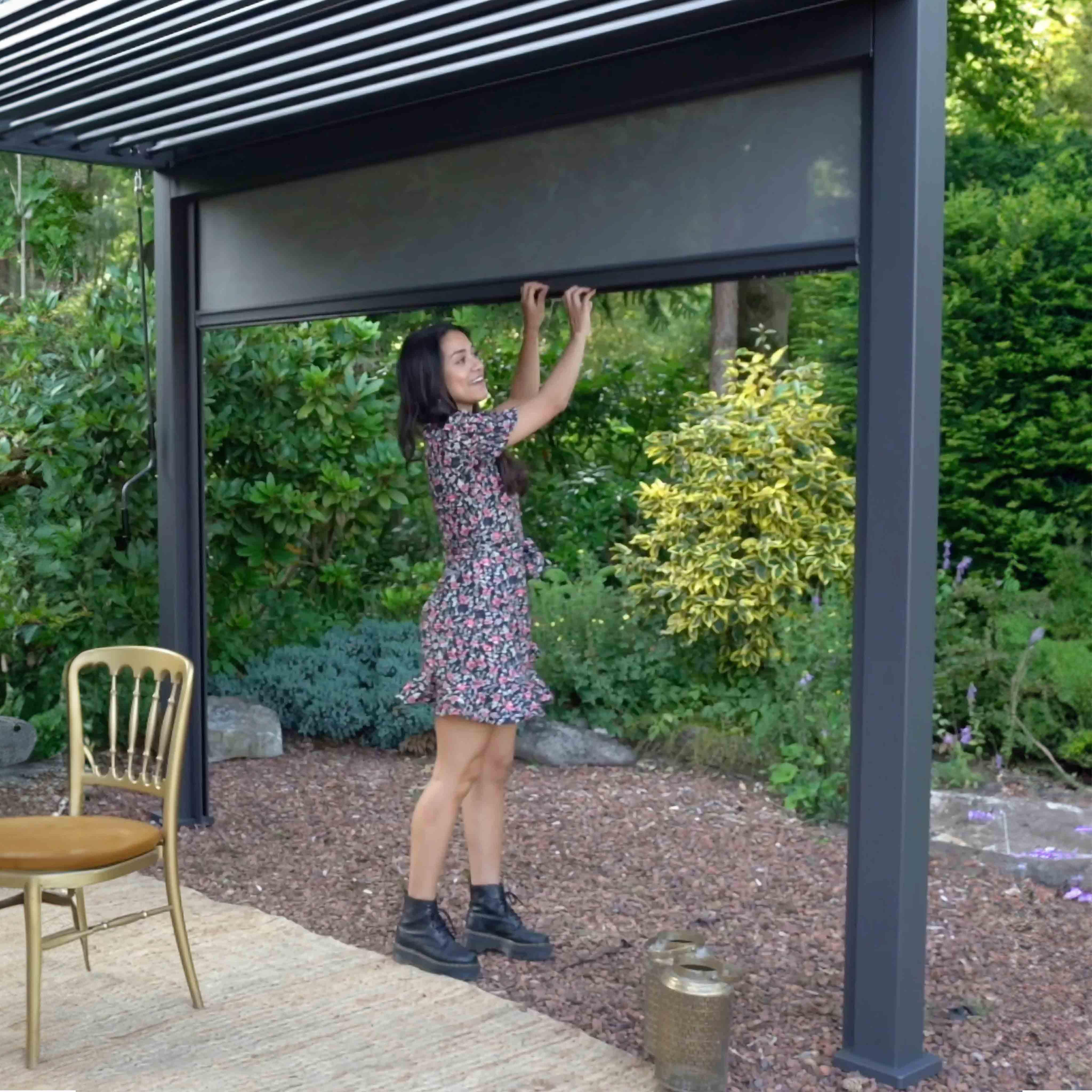 Pergola Deluxe Classic Rollo 300cm Anthrazit - Anthrazit/Grau, MODERN, Textil/Metall (300/250/10cm) - Gardenson