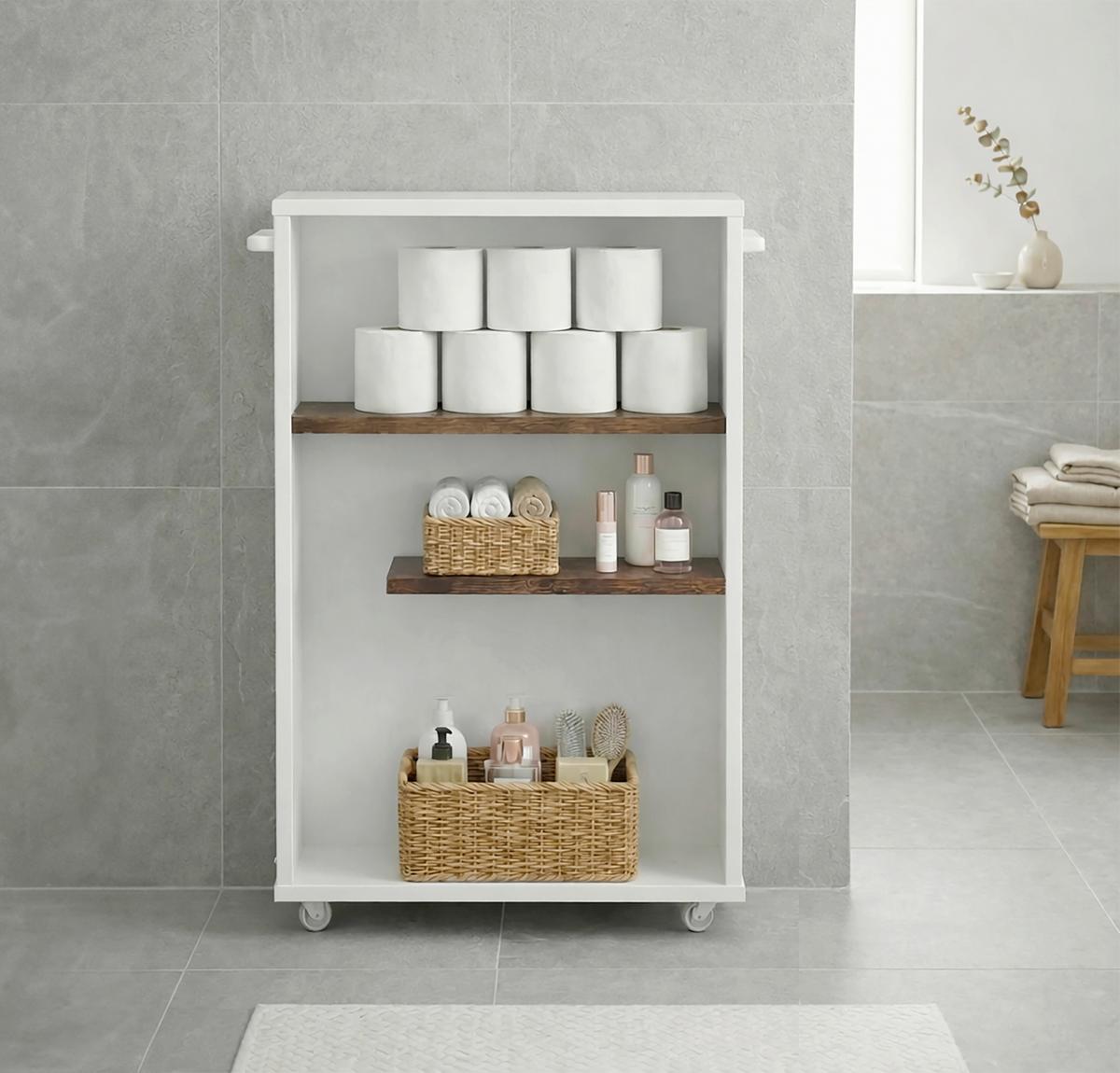 Midischrank Nilari Weiß/Eichefarben B: 20cm - Eichefarben/Silberfarben, Trend, Holzwerkstoff (20/61/45cm) - MID.YOU