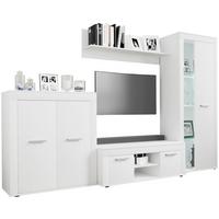 Wohnwand Usilo Weiß B: 242 cm - Schwarz/Weiß, Design, Glas/Holzwerkstoff (242/159/37cm) - MID.YOU