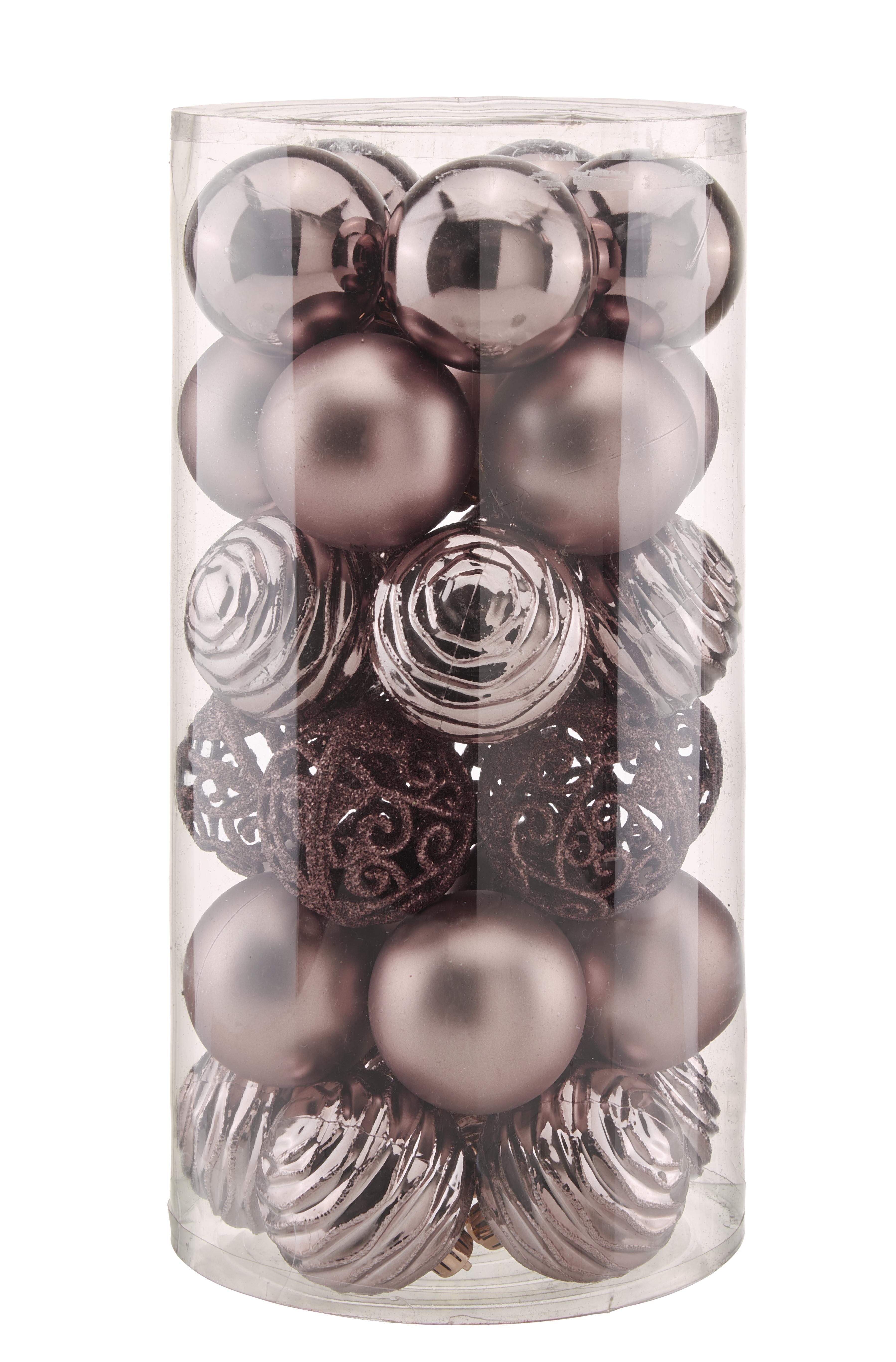 Karácsonyi Gömb Szett Sibylle - Rózsaszín, konvencionális, Műanyag - Ombra