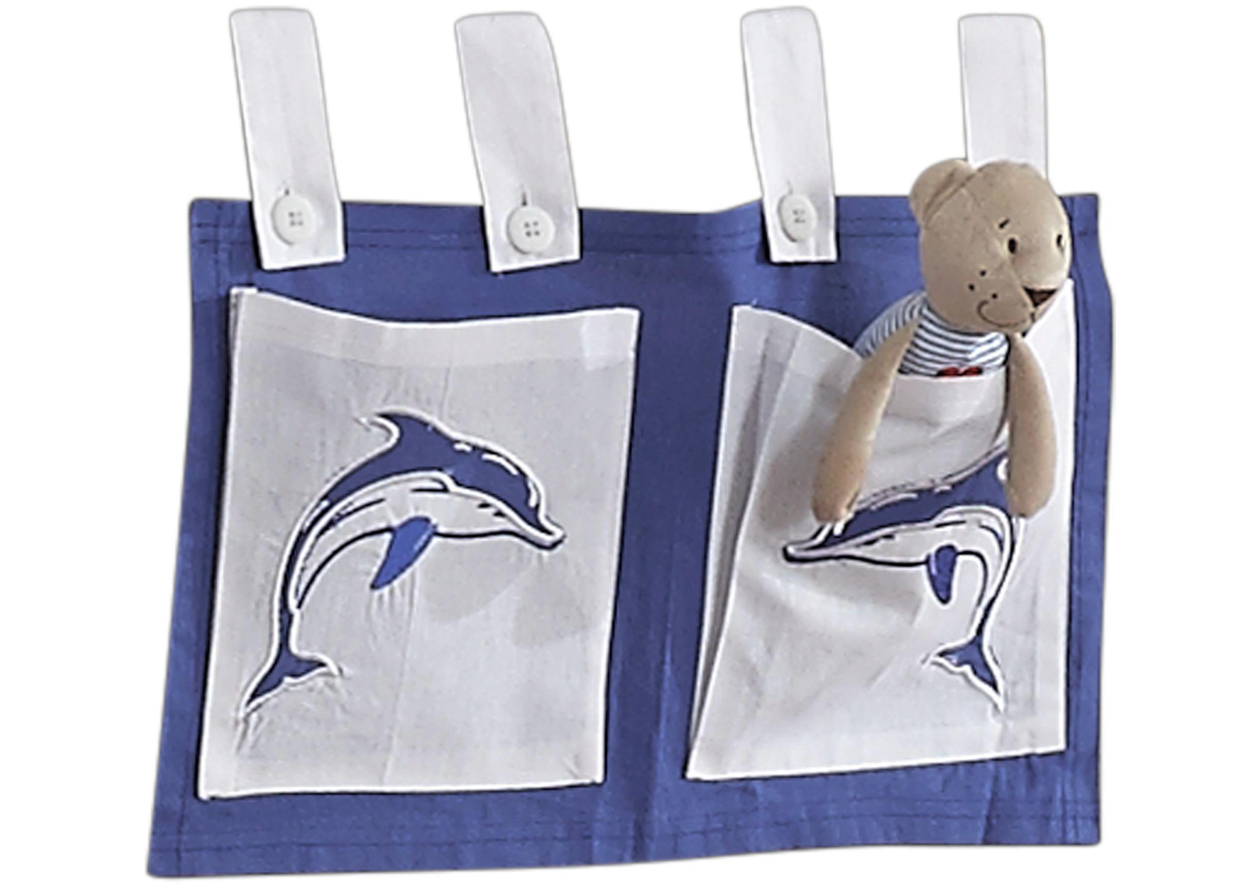 Betttasche Blau/Weiß - Blau/Weiß, Design, Textil (50/28/2cm)