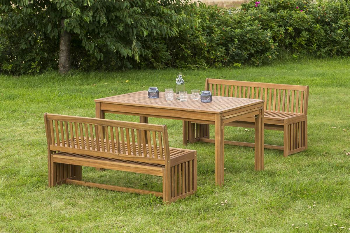 Gartengarnitur Hawaii 6-teilig Holz Natur Incl. 4 Auflagen - Multicolor/Akaziefarben, Basics, Holz/Textil - Gardenson