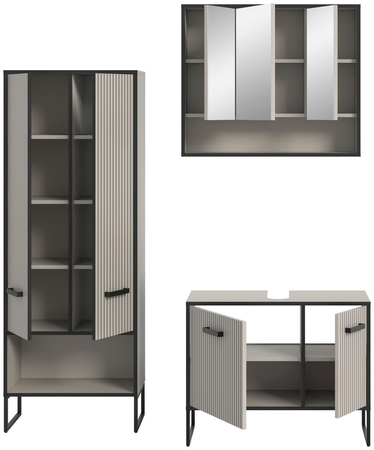 Badezimmer Bagno Schwarz/kaschmir B:139cm - Kaschmir/Schwarz, MODERN, Holzwerkstoff (139cm) - MID.YOU