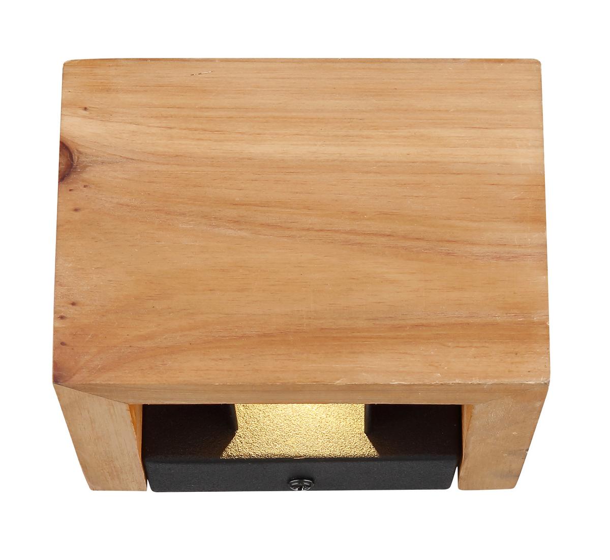 LED-Wandleuchte, 1-Flammig, mit Holz - Dunkelbraun/Schwarz, Design, Holz/Metall (13,5/11,5/9,5cm)