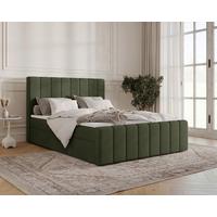 Boxbett Lila mit Topper 160x200 - Schwarz/Olivgrün, MODERN, Holz/Kunststoff (160/200cm) - Livetastic