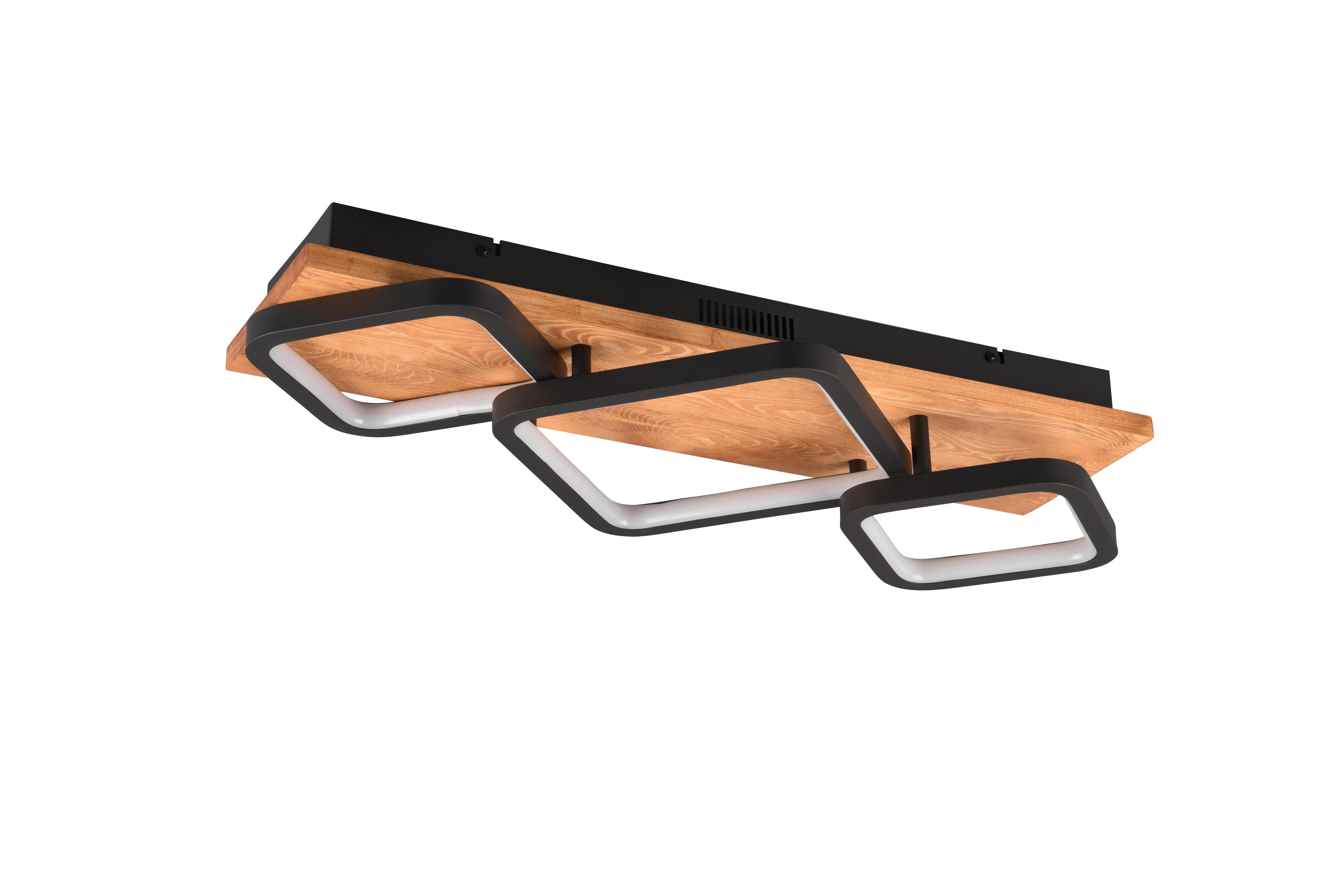 LED-Deckenleuchte 643210332 Rama - Schwarz/Braun, Design, Holz/Metall (72/12,5/32,5cm) - Trio Leuchten