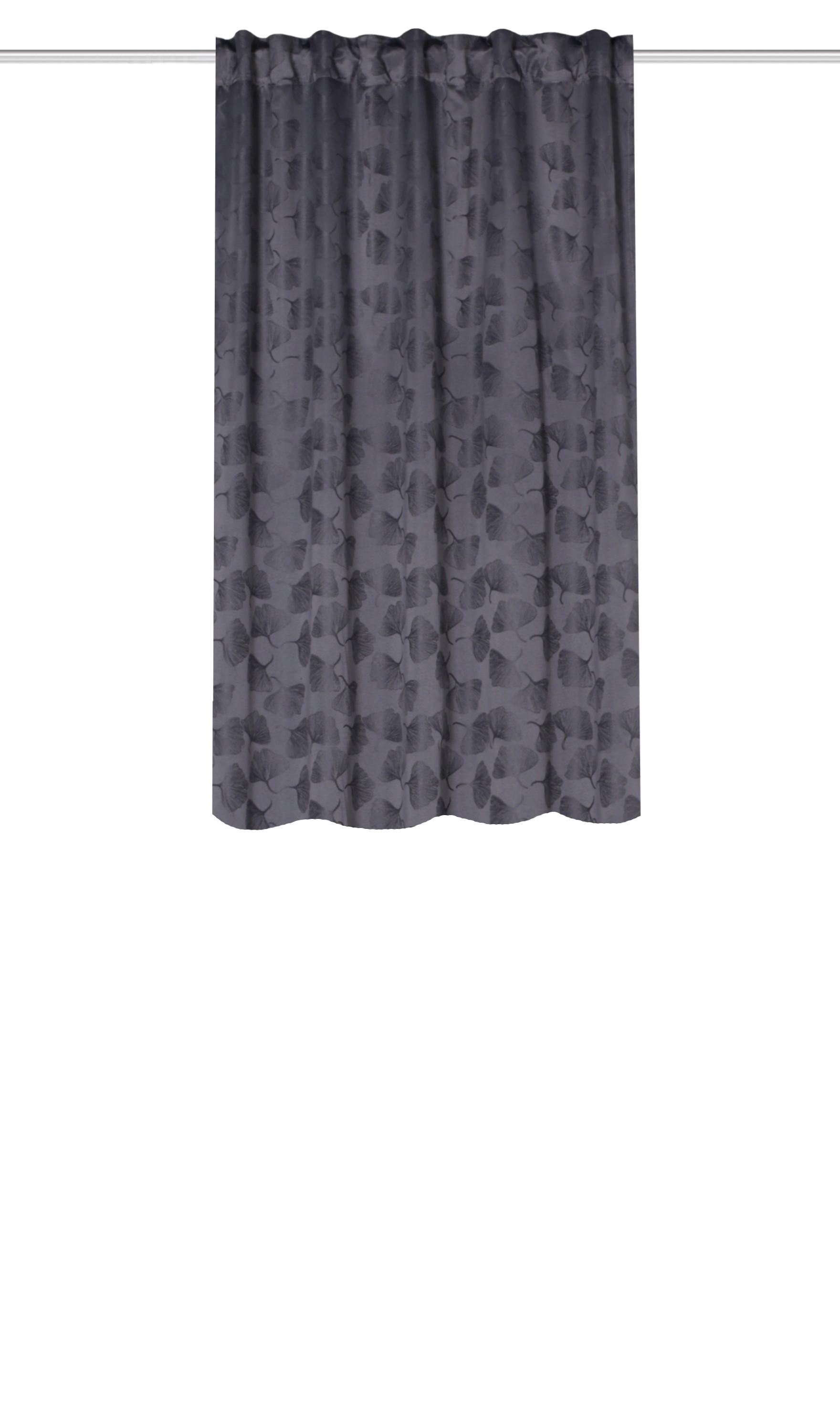 HOTOVÝ ZÁVĚS GINGKO - antracitová, Trend, textil (135/145cm)