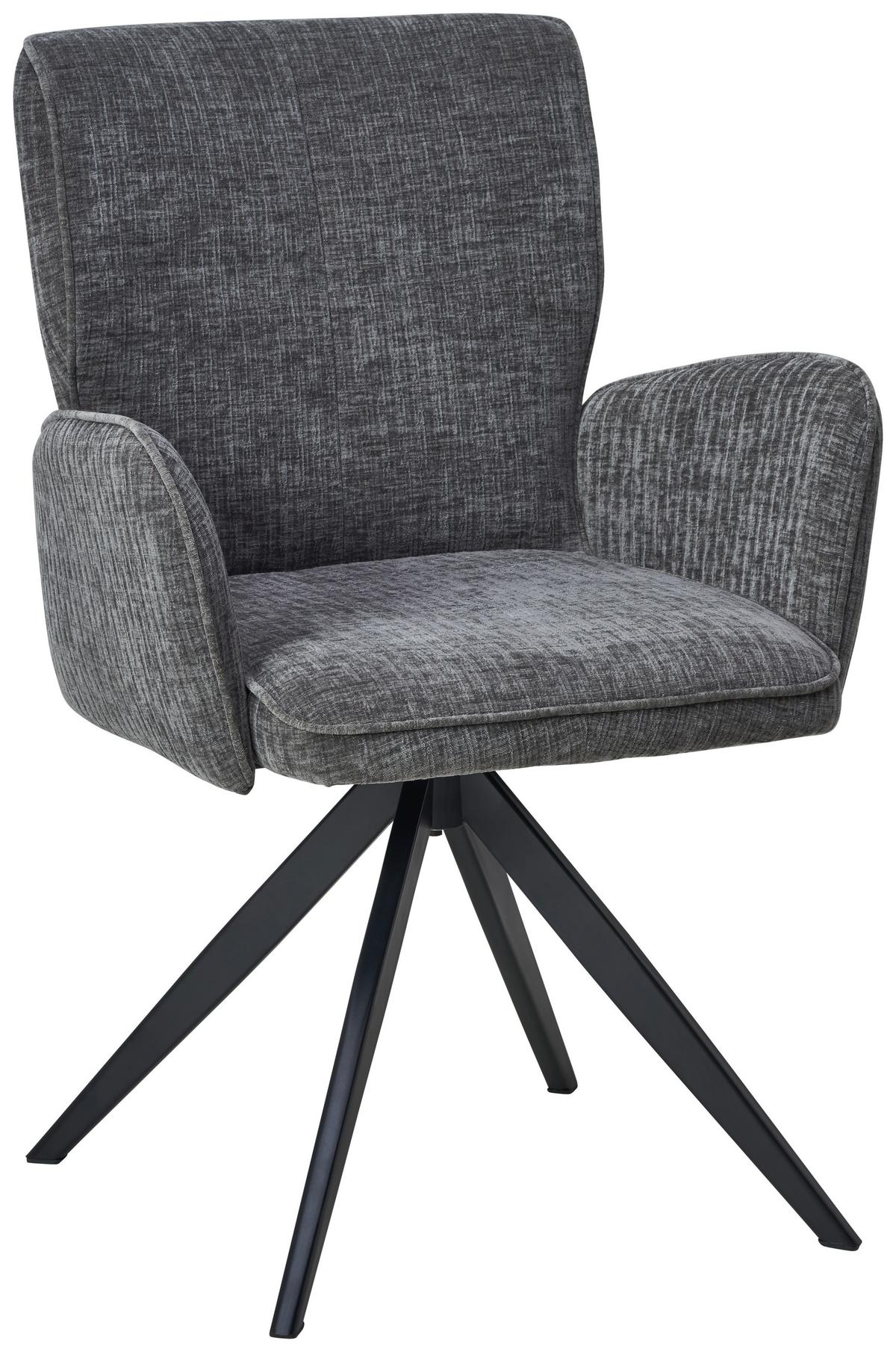 Armlehnstuhl Xilo Grau/schwarz Gepolstert - Schwarz/Grau, LIFESTYLE, Holz/Textil (60/89/63cm) - MID.YOU