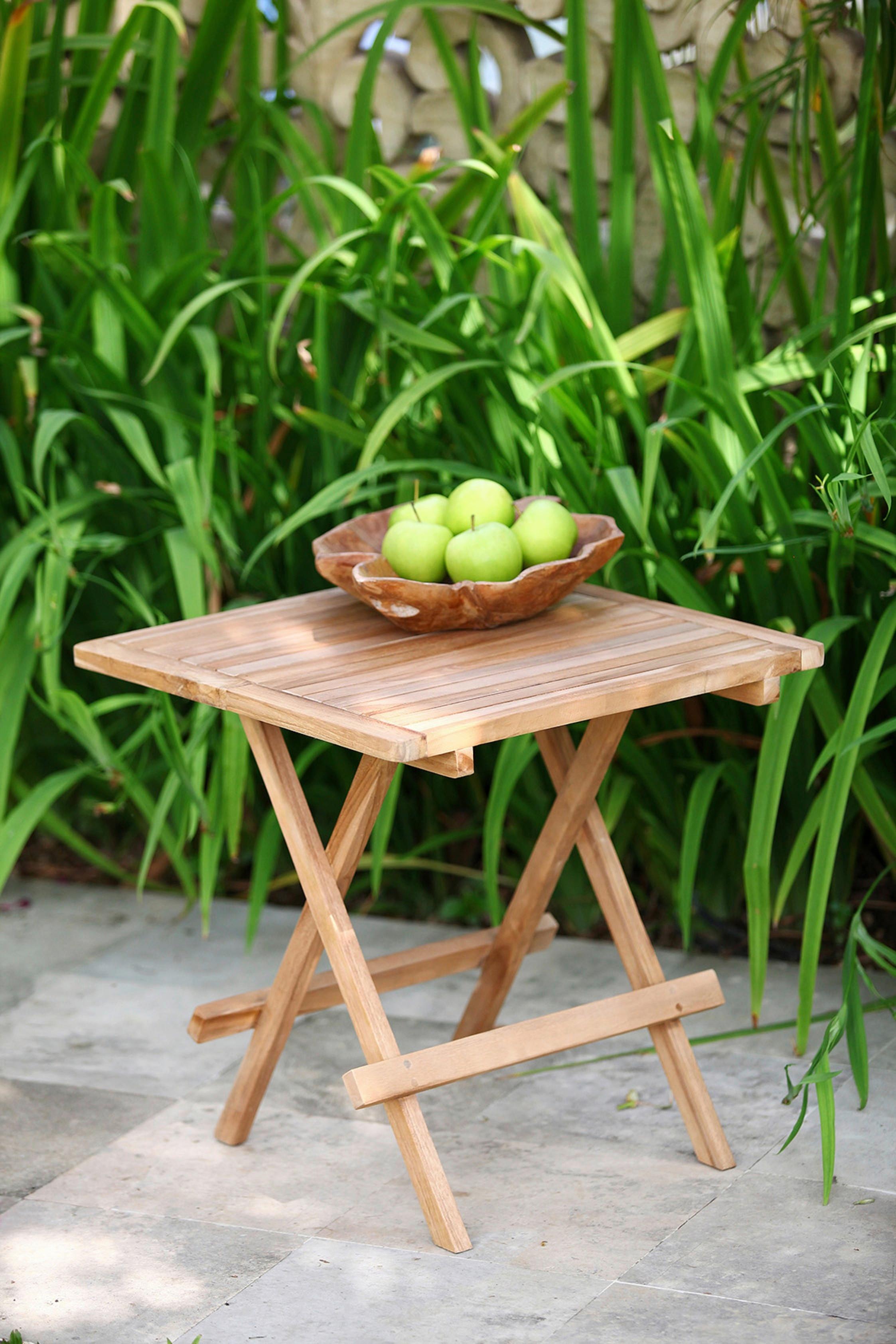Gartenbeistelltisch Simuk - Braun, Basics, Holz (50/50/50cm) - Gardenson