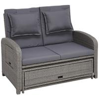 Loungesofa Havanna Kunststoffgeflecht mit Kissen - Braun/Grau, MODERN, Kunststoff/Textil (126/110/95/30,5/82/64cm) - Beldano